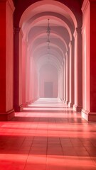 Obraz premium Red Arches Hallway Interior Architecture.