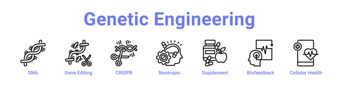 Genetic Engineering Web Icon Banner and Collection