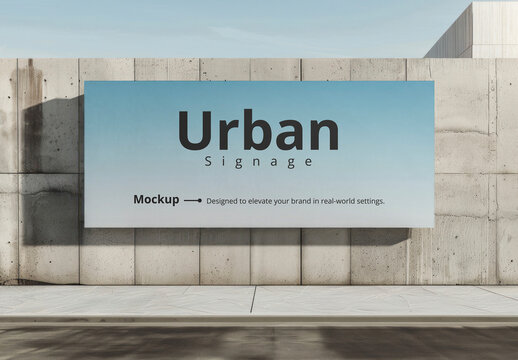Urban Signage Mockup On Wal l SD