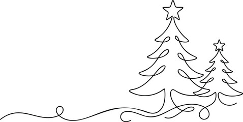  Single Line Christmas Tree Drawing © Ashes Studio