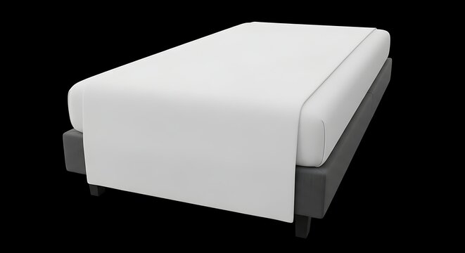 White bed runner covering single mattress on grey frame for hotel decor bedroom interior styling and linen presentation