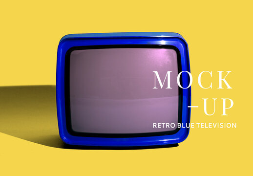 Vintage Blue Television Mockup PSD