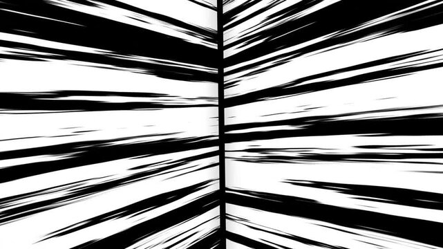 Dynamic Abstract Black and White Speed Lines Transition Animation with a Green Screen Split, Suitable for Speed, Transition, Comic, Manga, Energy