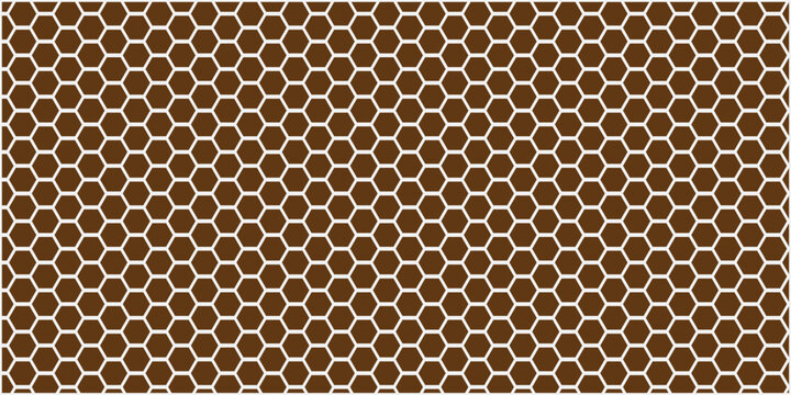 Dark brown honeycomb hexagonal pattern background with lighter outlines, geometric abstract texture grid design for modern creative stock photography