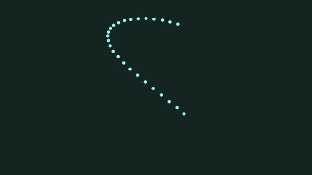 Abstract glowing dots trace curved path against dark background