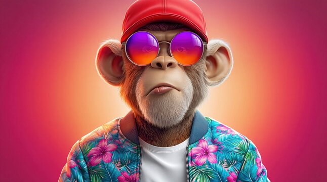 Cool monkey character in trendy summer attire