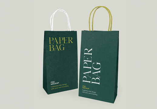 Elegant Paper Bag Mockup Design PSD