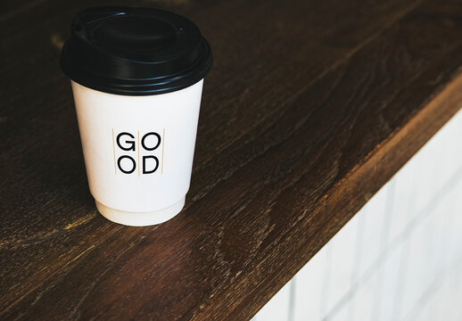 Minimalist Paper Coffee Cup Mockup PSD