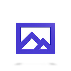 Fototapeta premium Minimalist 3d icon of mountains symbolizing nature and landscape in a clean graphic design