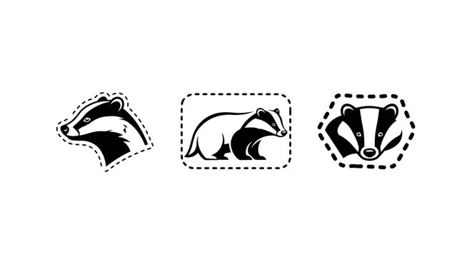 Three stylized badger icons in different poses.