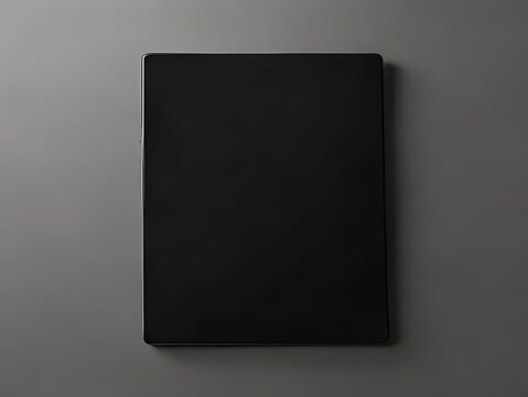 Isolated black tablet sleeve case mockup flat lay view for branding presentation electronic accessories portfolio layout