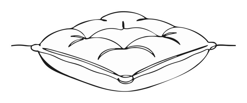 Minimalist floor cushion line art vector icon. Generative AI