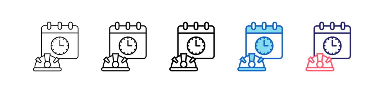 Work Schedule Icon In 5 Different Styles Set Collection.   