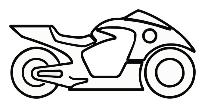 Futuristic tron lightcycle side view line art. Generative AI