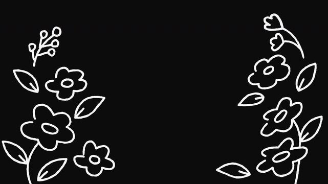 Doodle flowers and leaves swaying in the breeze.