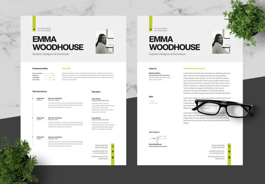 Green And Black CV Resume