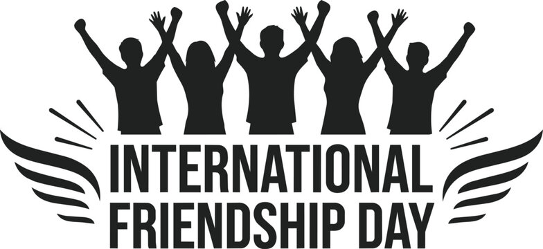 International Friendship Day People Silhouette Vector