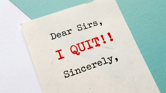 Typed letter announcing resignation