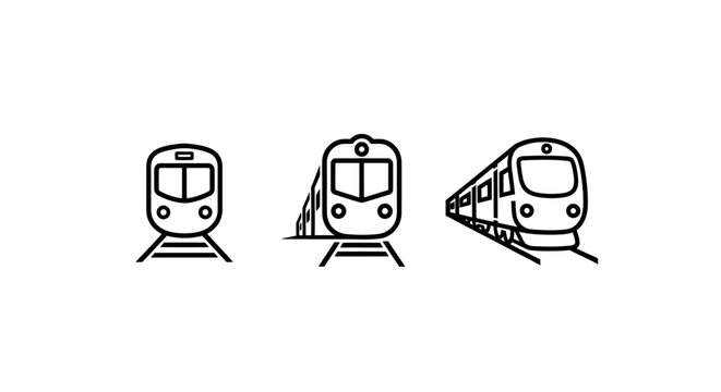 Illustrated collection of modern passenger trains in motion.