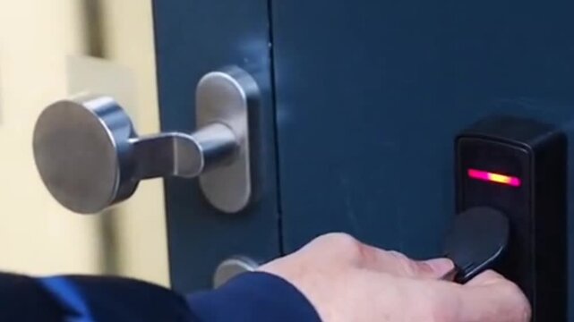 
open the door with an electronic keychain