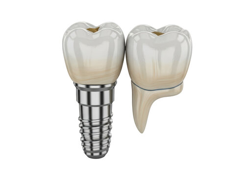 Dental implants and crown closeup.