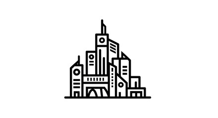 Fototapeta premium Modern cityscape icon graphic with buildings and architecture elements