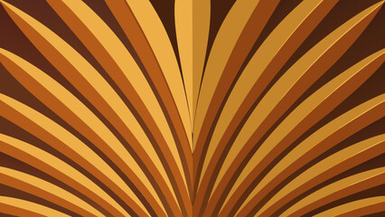 Obraz premium Abstract symmetrical golden palm leaves radial pattern design with abstract symmetrical botanical ornamental background illustration geometric tropical wallpaper stylized decorative