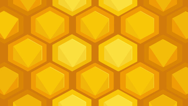 Geometric honeycomb pattern in shades of orange and gold seamless vector texture with honeycomb geometry background abstract repeating structure wallpaper scientific mathematical symmetrical