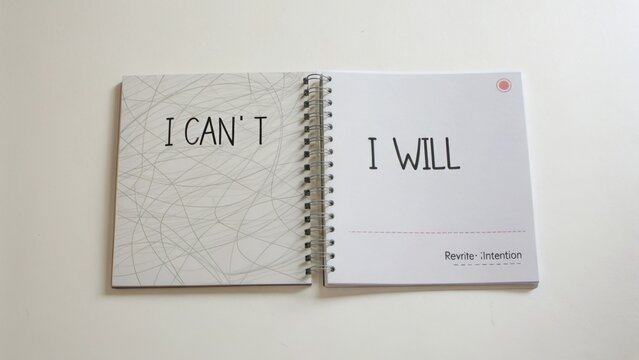 Inspirational Transformation in Mindset Shift Showing I Can't I Will with Creative Design and Motivation for Positive Change and Growth