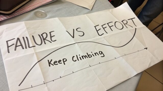 Inspirational Poster Illustrating the Relationship Between Failure and Effort with Motivational Message to Keep Climbing and Persist in Challenges