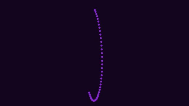 Abstract purple animation with curve and dots on dark background