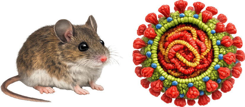 Hantavirus on Transparent Background with Deer Mouse Illustration