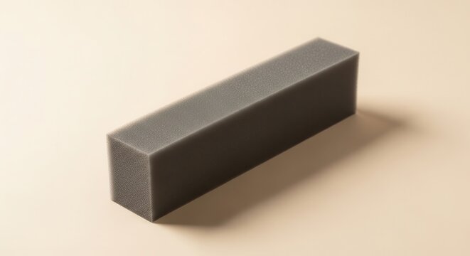 A single gray rectangular nail file buffer block isolated on a plain background.