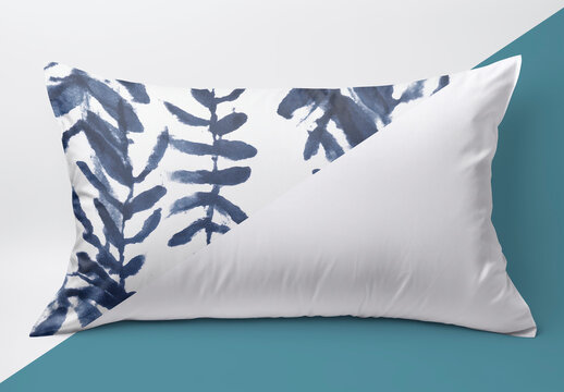 Abstract Botanical Pillow Case Mockup PSD