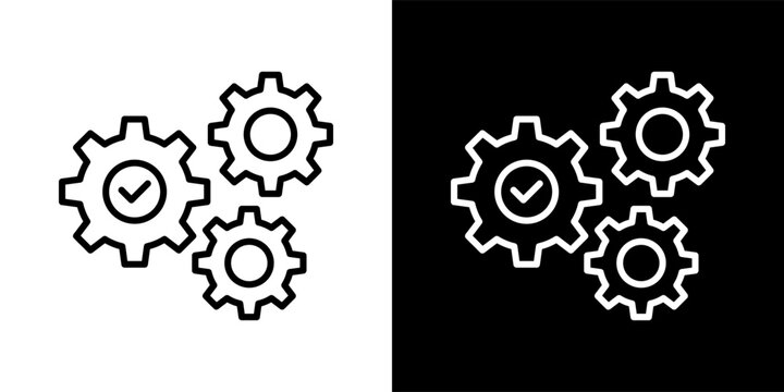 Automation White And Black Icon Set Collection Pack Vector Illustration