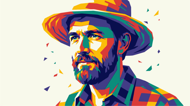 Man Wearing a Colorful Hat.
