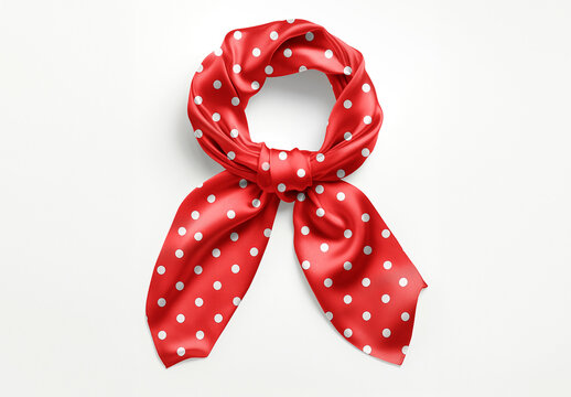 Red Polka Dot Silk Scarf Mockup PSD
