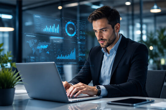 Businessman Working On Laptop