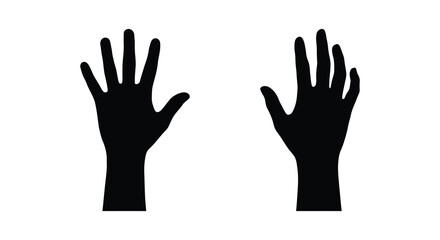Obraz premium Two outstretched human hands in a black silhouette against a white background silhouette palms open gestures