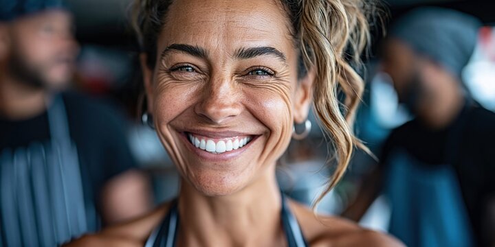 Radiant smile reflecting genuine joy and contentment