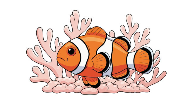 Orange and white clownfish swimming.