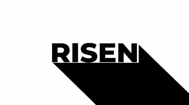 Risen word typography with long drop shadow effect