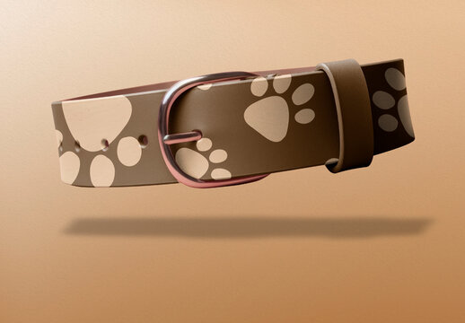 Stylish Paw Print Dog Collar Mockup PSD