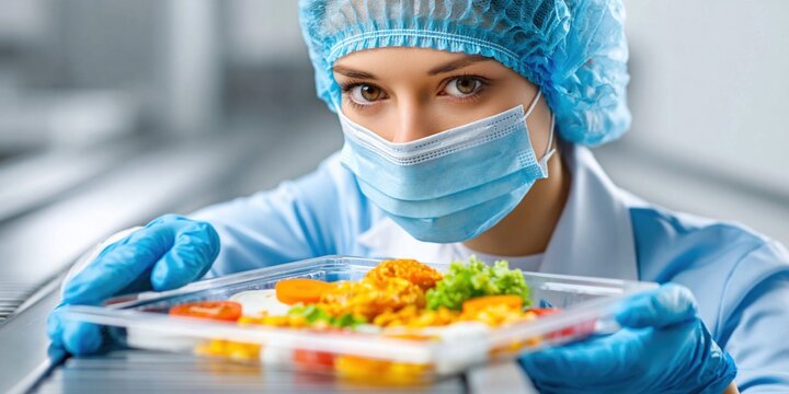 Food safety professional preparing fresh ingredients