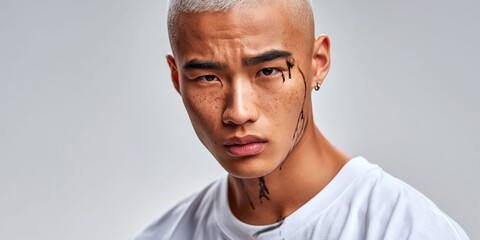 Obraz premium Intense gaze captivating portrait of a bold individual
