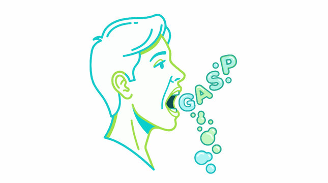 Vector illustration of a person gasping with the word gasp appearing in speech bubbles