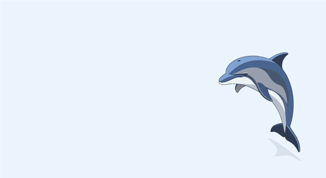 Playful Dolphin Leaping Over Minimalist Blue Background