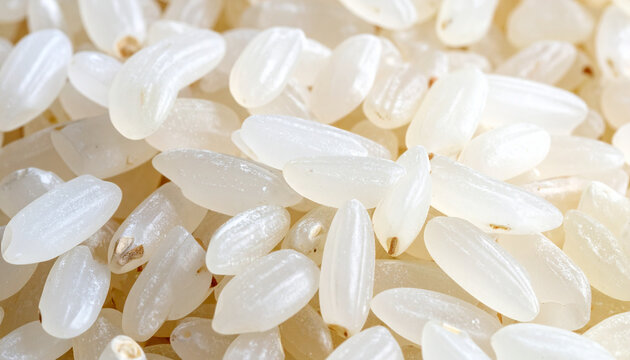 Close up of uncooked white rice grains texture for food and culinary concepts