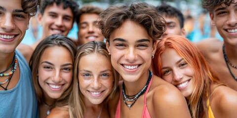 Obraz premium Friends together enjoying summer moments full of laughter