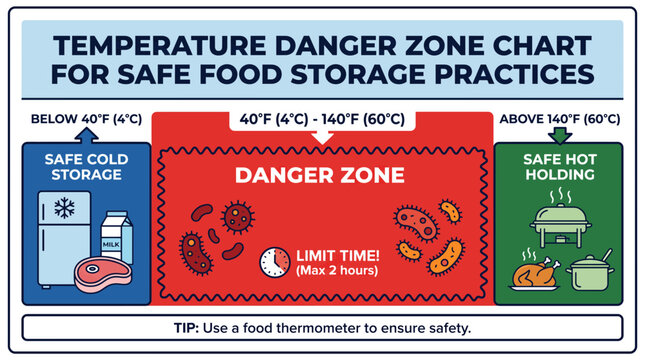 Temperature Danger Zone Chart for Safe Food Storage Practices